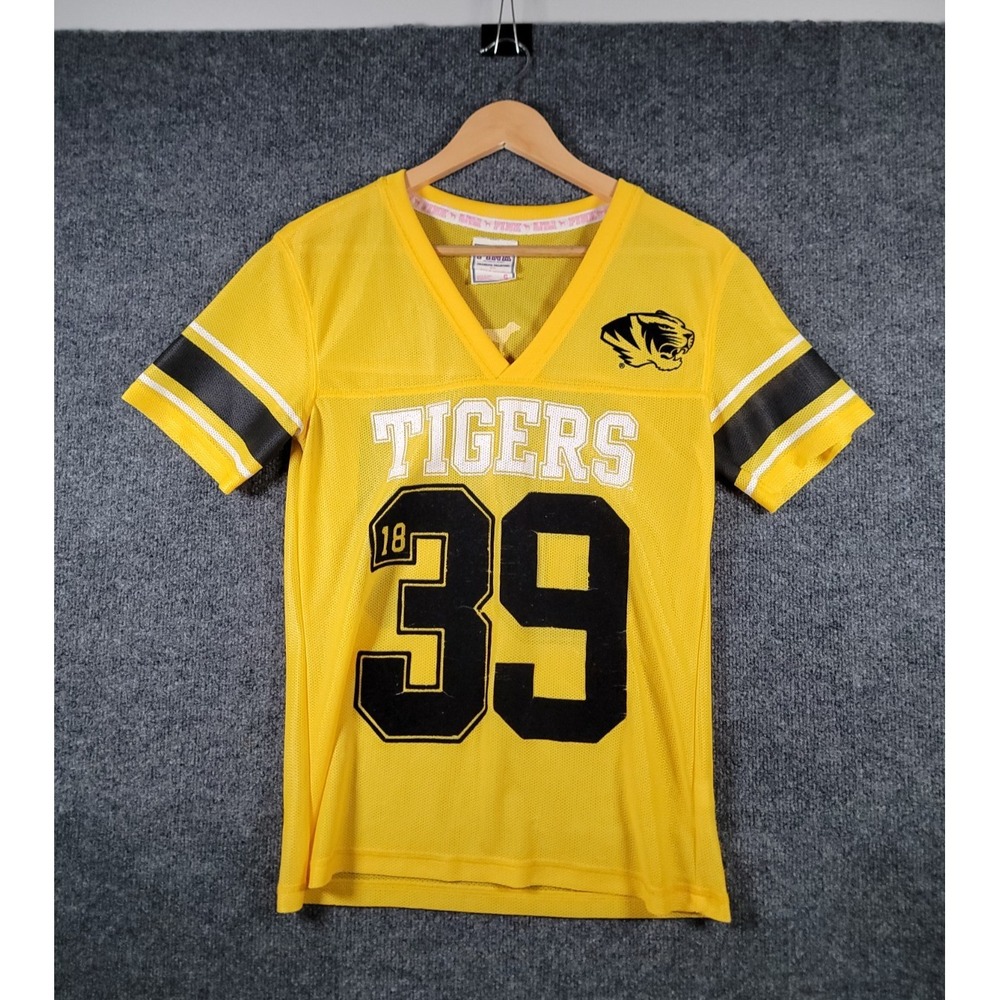 Mizzou Missouri Tigers Victoria's Secret Football Jersey Small Yellow NCAA Y2K